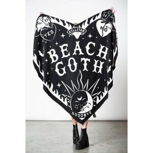 Killstar ✦ Beach Goth Heart Towel ✦ Ouija Print Black XL Microfiber NWT